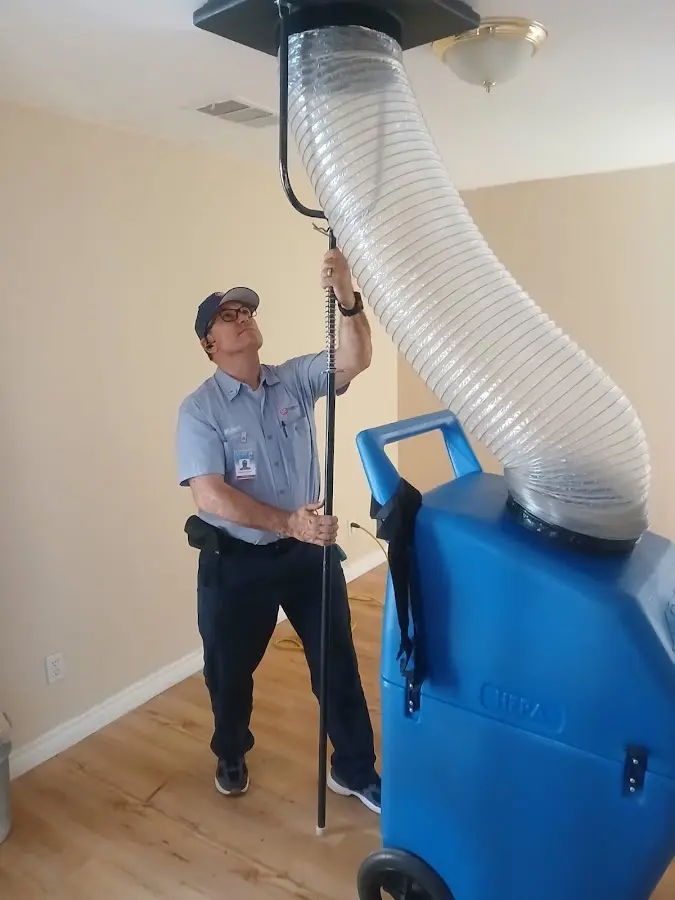 Mini Split Installation technician using HEPA equipment in Santa Clarita
